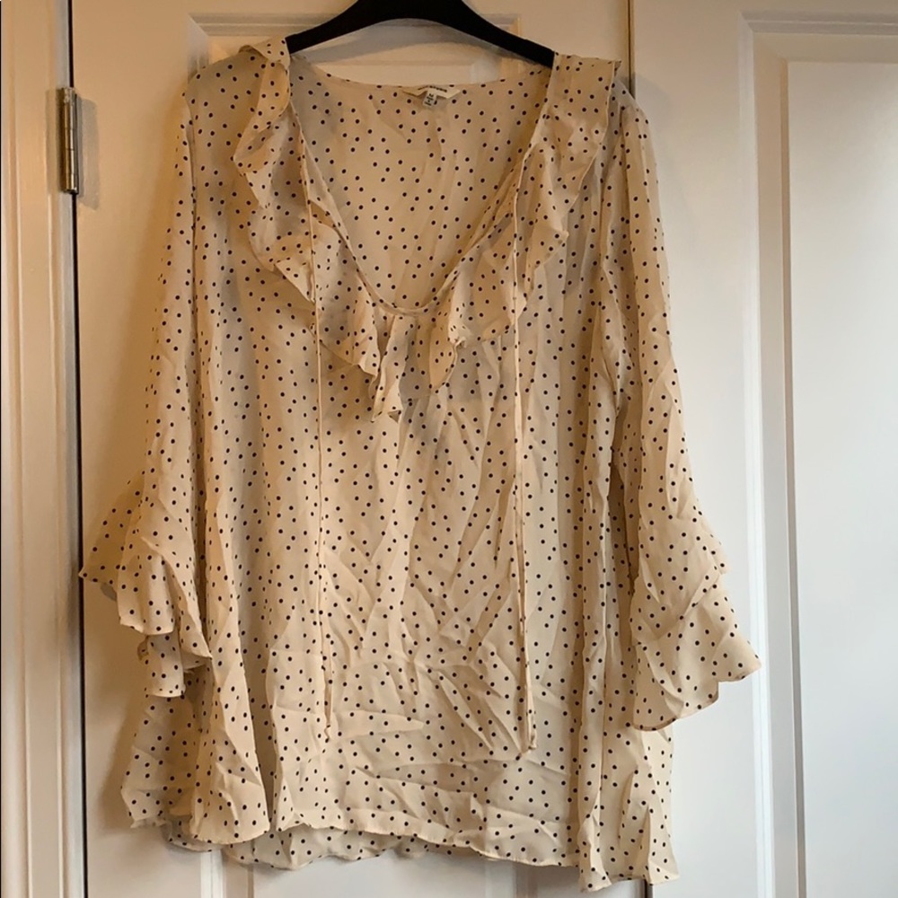 Bell sleeve polka dot blouse